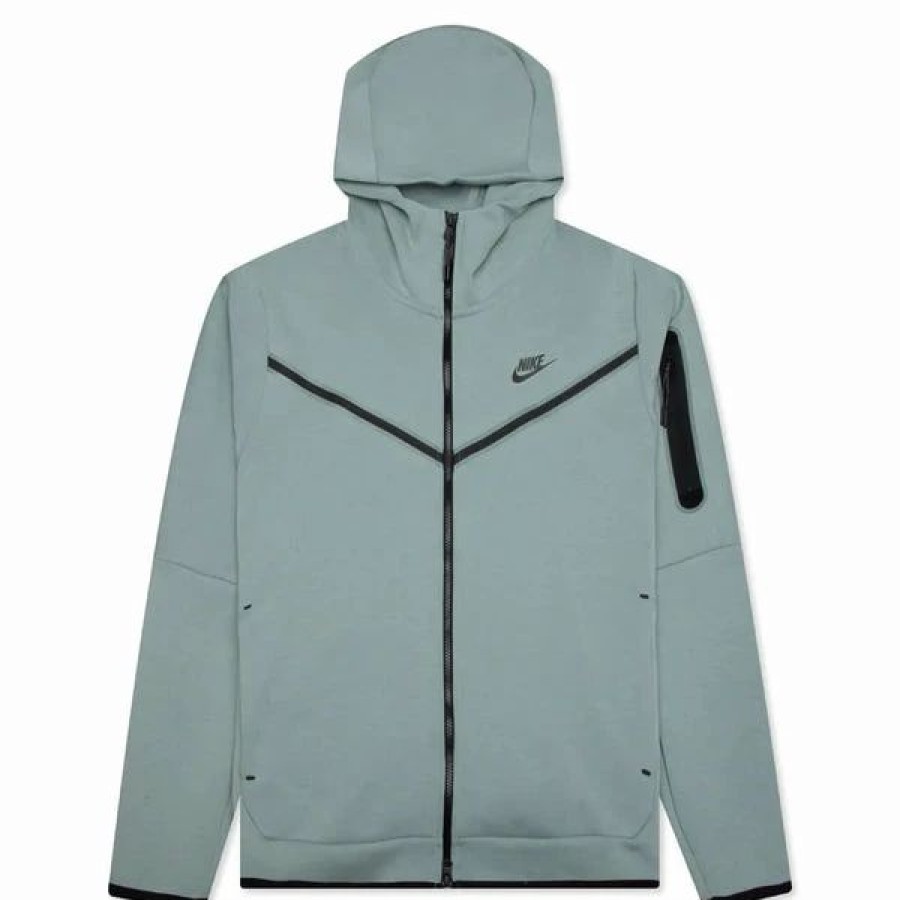 Mens Tops | * Men'S Nike Sportswear Mica Green/Black Tech Fleece Full-Zip Hoodie (Cu4489 330) S