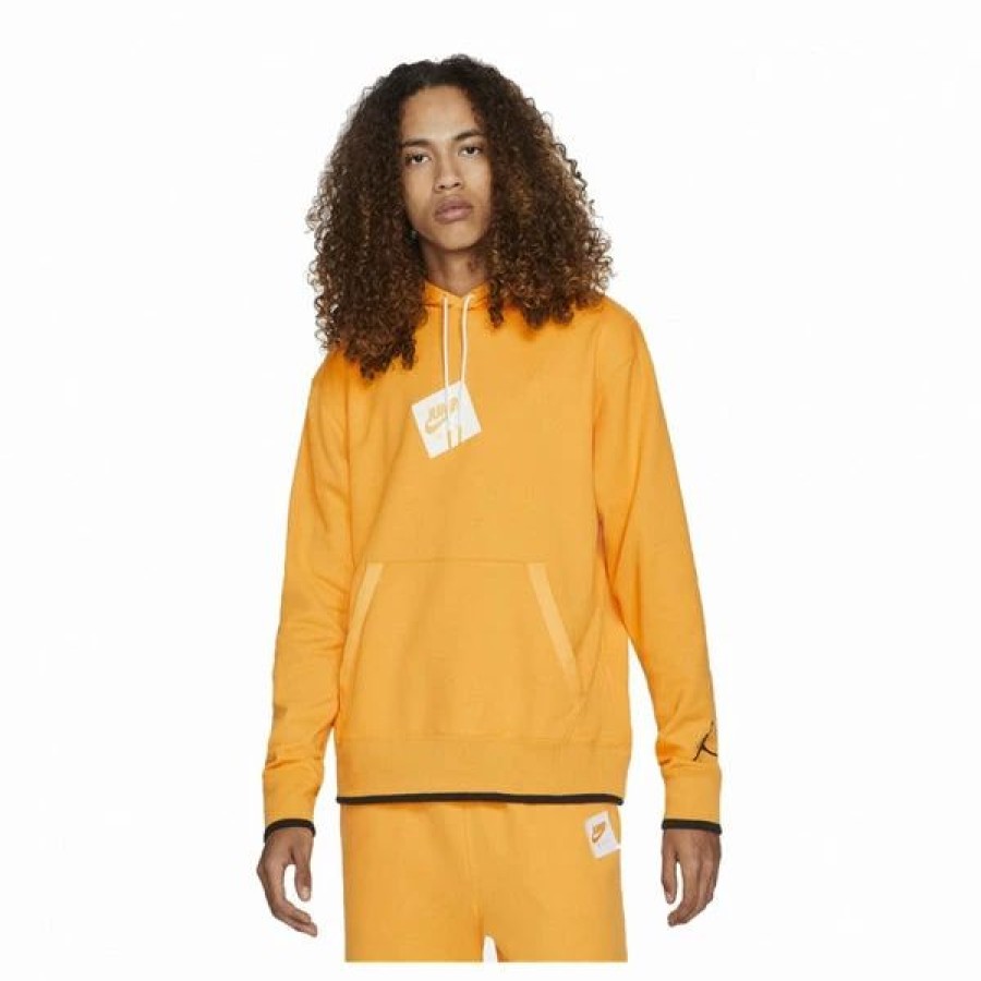 Mens Tops | * Men'S Jordan Jumpman Classics Yellow Printed Fleece Hoodie (Cv2244 739) S