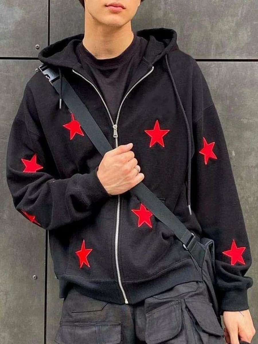 Outerwear | * Men'S Patch Star Zip Up Hoodie