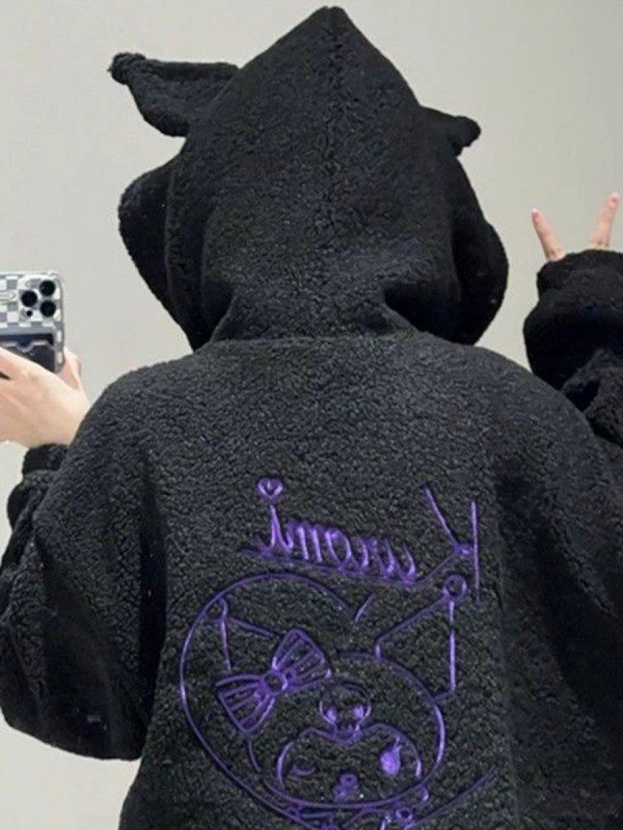 Outerwear | * Cartoon Ear Zip Up Fleece Hoodie