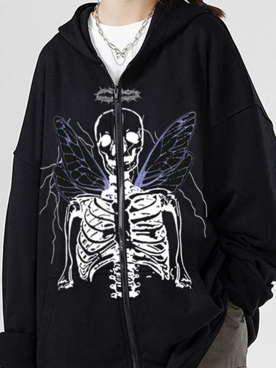 Outerwear | * Butterfly Skull Print Hoodie