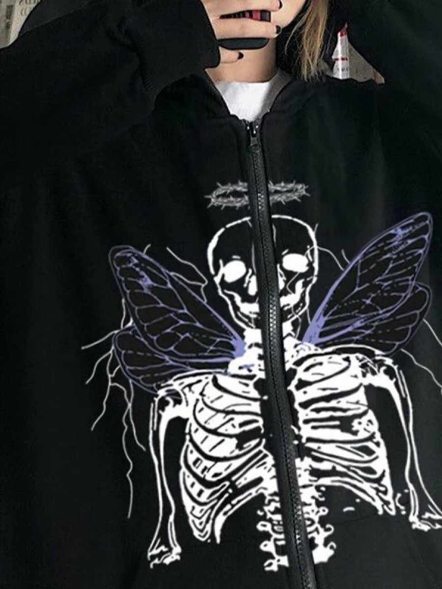 Outerwear | * Butterfly Skull Print Hoodie