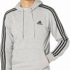 Mens Tops | * Men'S Adidas Medium Heather Grey Essentials 3-Stripes Fleece Hoodie Xs