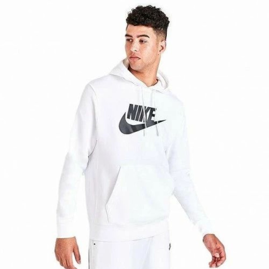 Mens Tops | * Men'S Nike Sportswear White/Black Fleece Graphic Pullover Hoodie (Bv2973 100) M