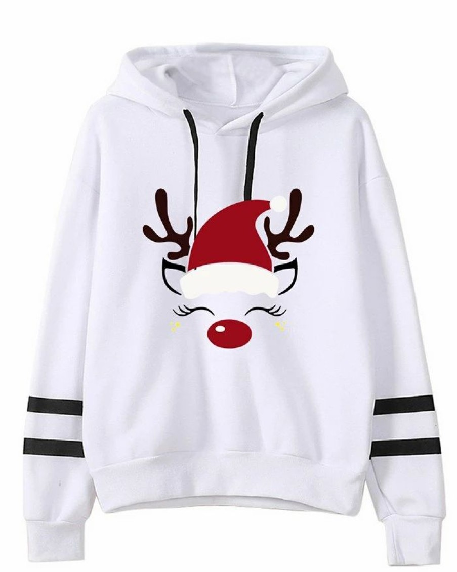 Outerwear | * Christmas Hat Print Hoodie