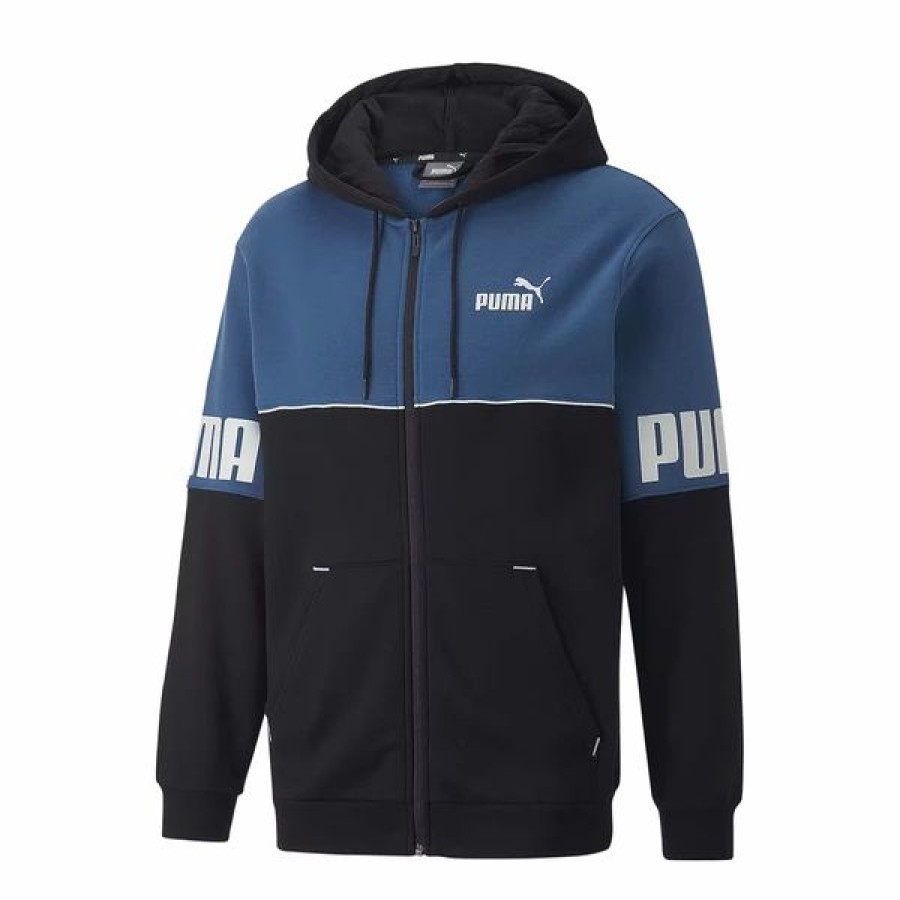 Mens Tops | * Men'S Puma Lake Blue Power Full Zip Fleece Hoodie S