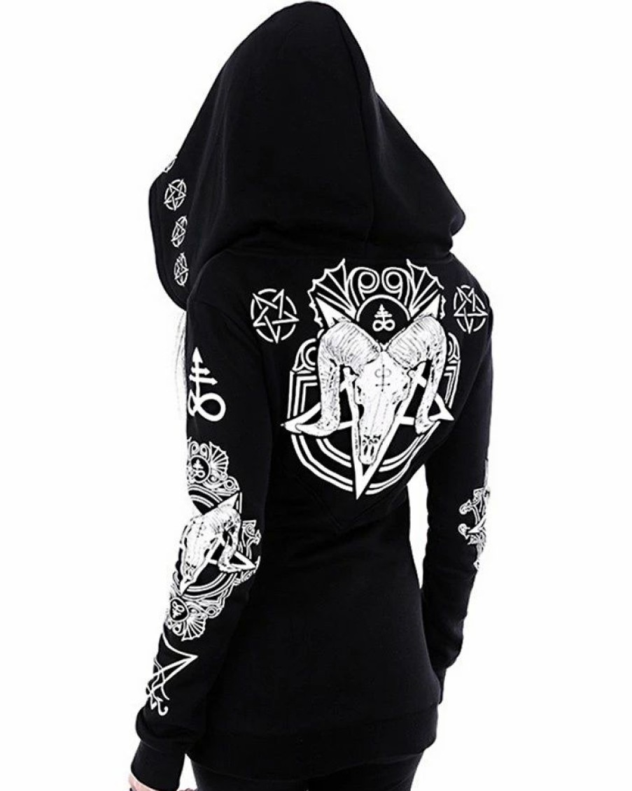 Outerwear | * Moon Constellation Print Zipper Hoodie