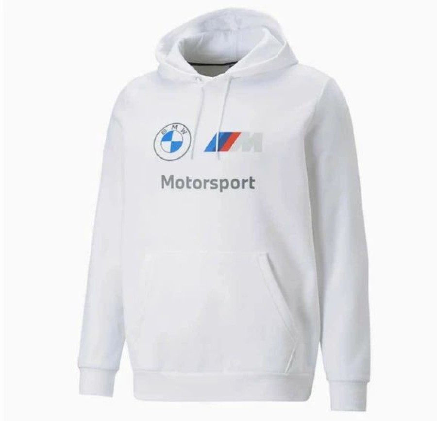 Mens Tops | * Men'S Puma White Bmw Mms Ess Fleece Hoodie S