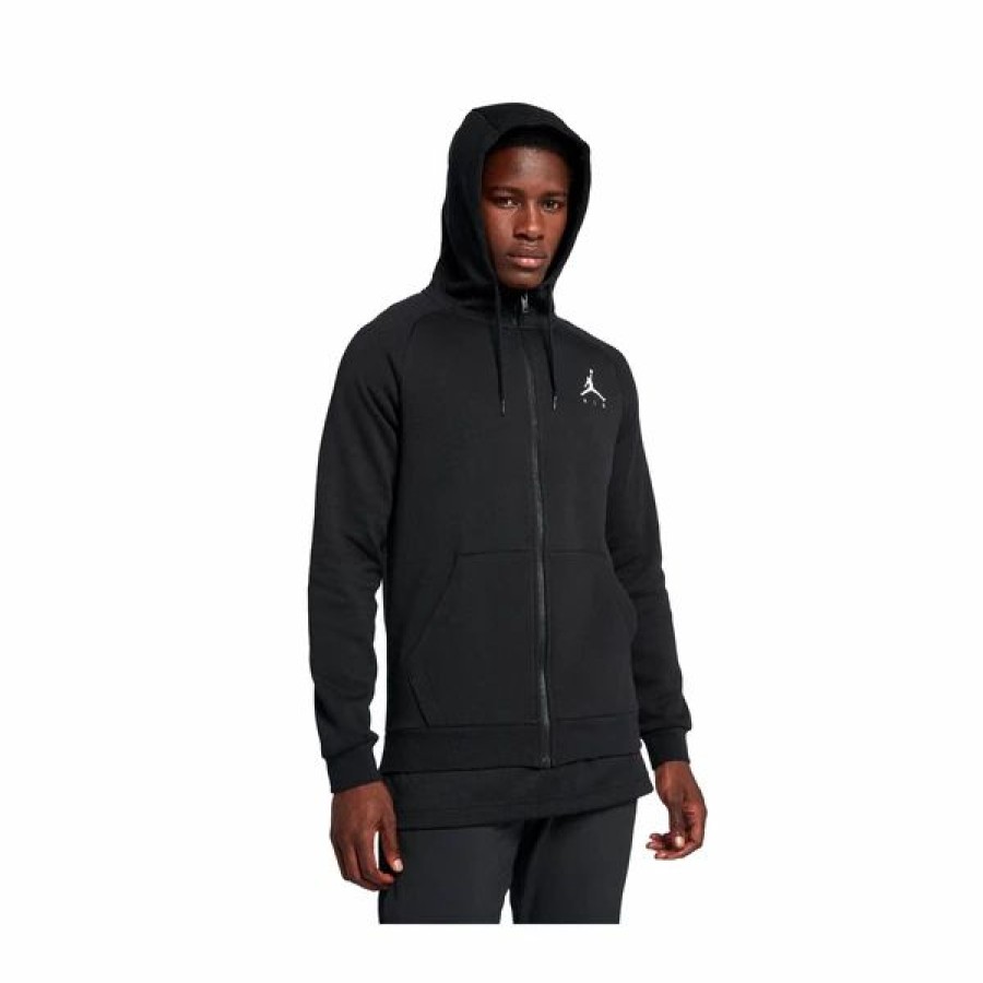 Mens Tops | * Men'S Jordan Black Jumpman Air Men'S Fleece Full-Zip Hoodie (939998 010) M