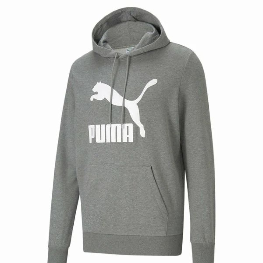 Mens Tops | * Men'S Puma Medium Gray Heather Classics Logo Hoodie M