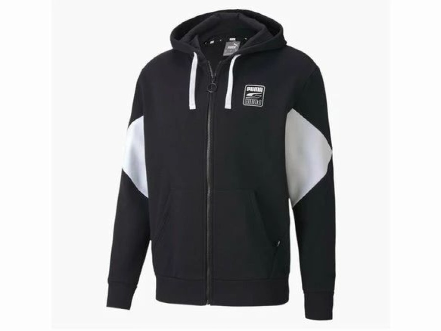 Mens Tops | * Men'S Puma Black Rebel Full Zip Fleece Hoodie S