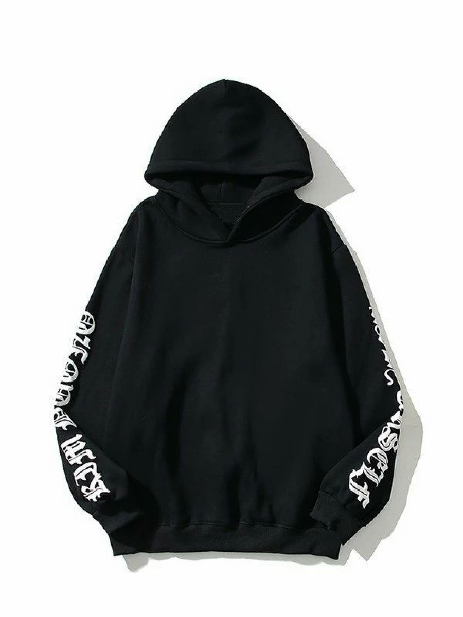 Outerwear | * Men'S Gothic Letter Black Pullover Hoodie