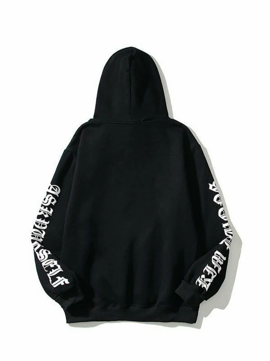 Outerwear | * Men'S Gothic Letter Black Pullover Hoodie