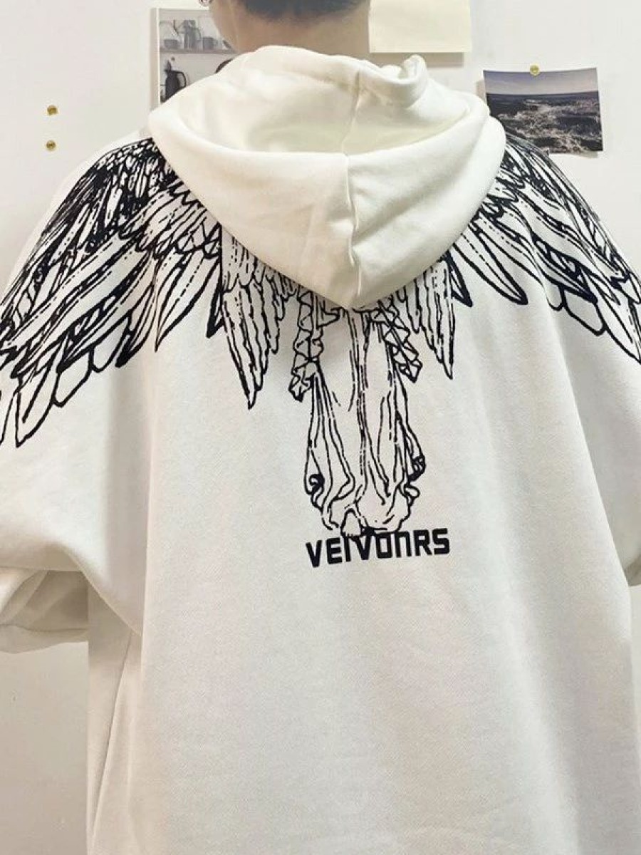 Outerwear | * Men'S Wing Graphic Oversized Fleece Lined Hoodie