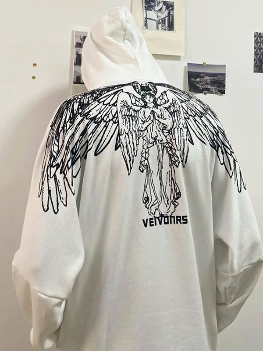 Outerwear | * Men'S Wing Graphic Oversized Fleece Lined Hoodie