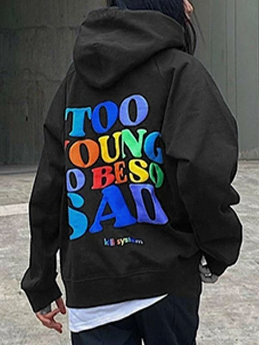 Outerwear | * Vintage Slogan Graphic Pullover Hoodie