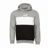 Mens Tops | * Men'S Puma Medium Heather Grey Essentials Colorblock Hoodie Xs