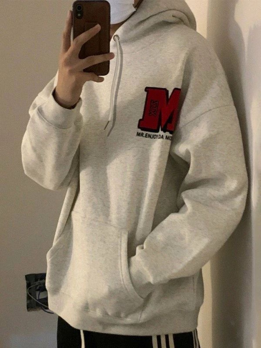 Outerwear | * Men'S Fleece Lined Letter Graphic Hoodie