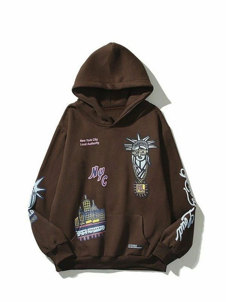 Outerwear | * Men'S Graffiti Punk Graphic Hoodie