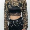 Outerwear | * Mesh Camo Print Super Crop Hoodie