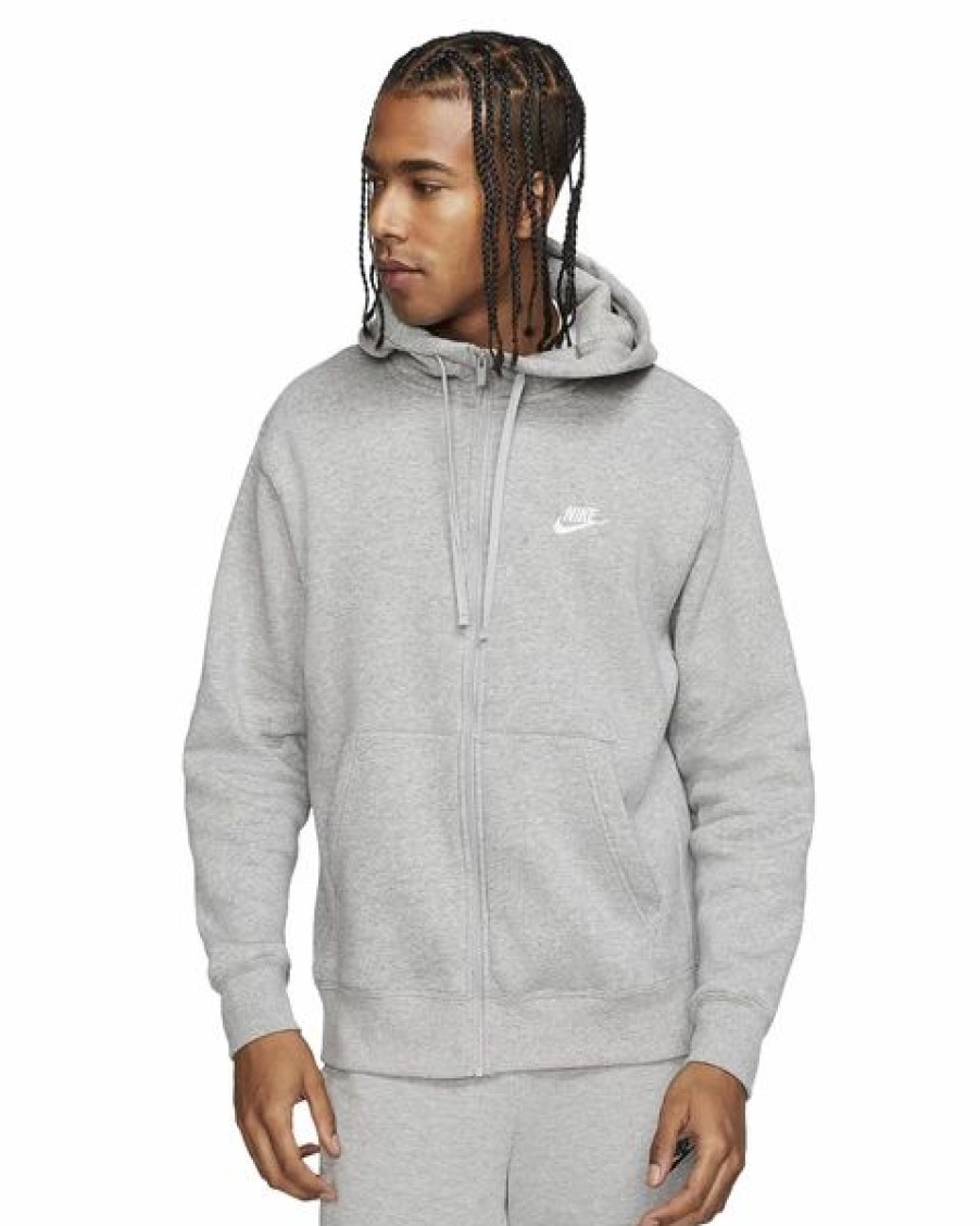 Mens Tops | * Nike Sportswear Dk Grey/Matte Sil/Wht Club Fleece Full-Zip Hoodie (Bv2645 063) S