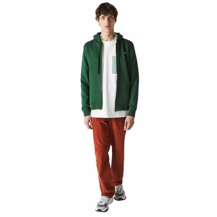 Mens Tops | * Mens Lacoste Green/Green Sport Lightweight Bi-Material Hoodie 4/M