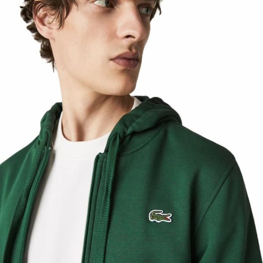 Mens Tops | * Mens Lacoste Green/Green Sport Lightweight Bi-Material Hoodie 4/M