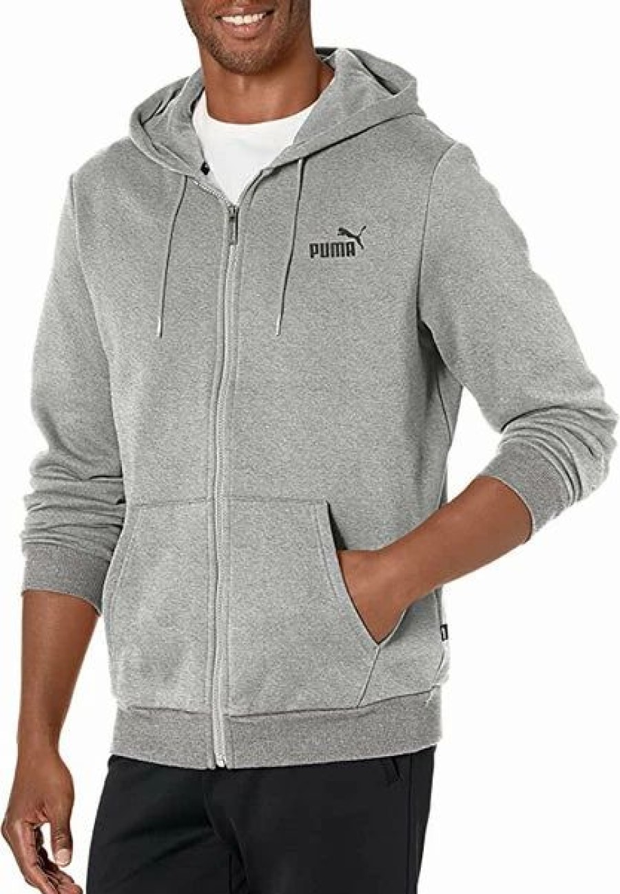 Mens Tops | * Men'S Puma Medium Gray Heather Ess Small Logo Full Zip Hoodie S