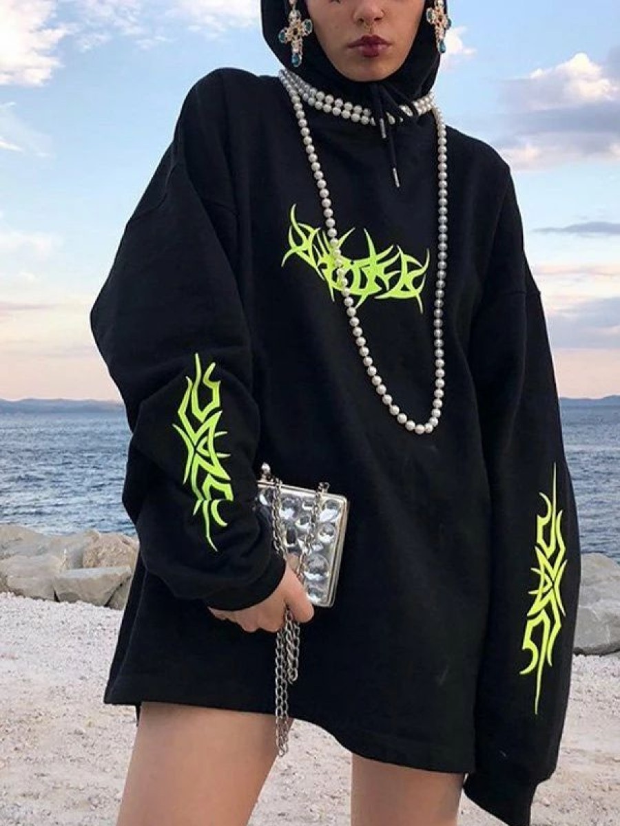 Outerwear | * Neon Print Oversize Hoodie