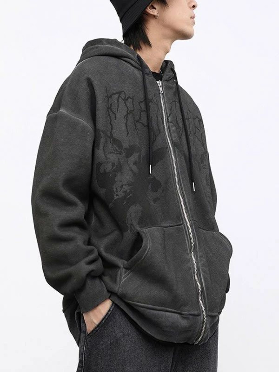 Outerwear | * Men'S Cherub Print Zipper Hoodie