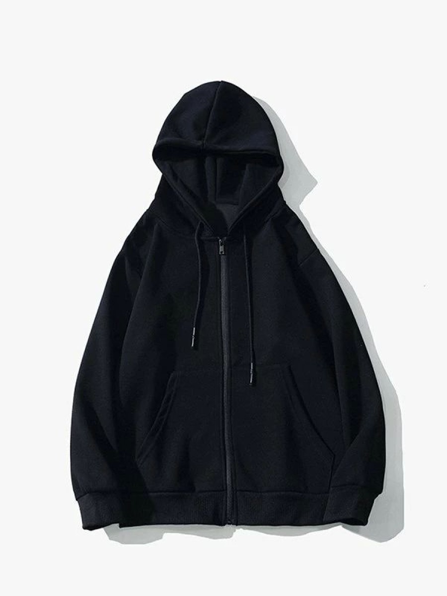 Outerwear | * Men'S Solid Color Zip Up Hoodie