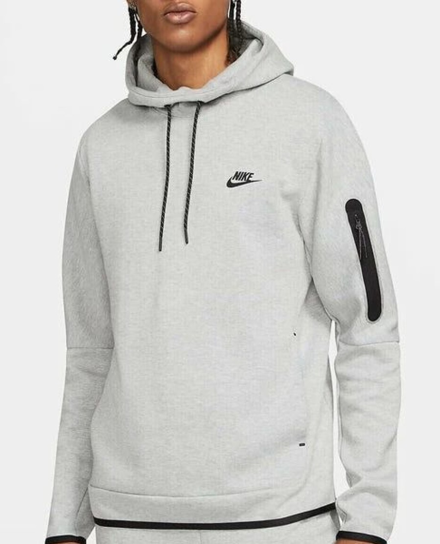 Mens Tops | * Men'S Nike Sportswear Heather Gray/Black Tech Fleece Pullover Hoodie (Dd5174 063) S