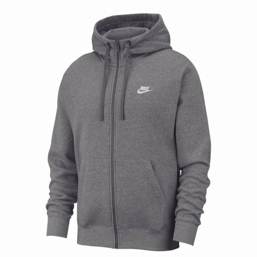 Mens Tops | * Men'S Nike Dark Grey Sportswear Club Fleece Zip Hoodie (Bv2645 071) Xs