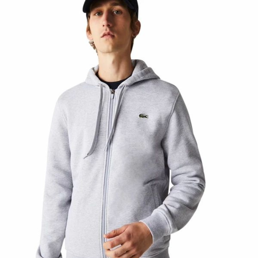 Mens Tops | * Mens Lacoste Silver Chine/Elephant Grey Sport Lightweight Bi-Material Hoodie 8/3Xl