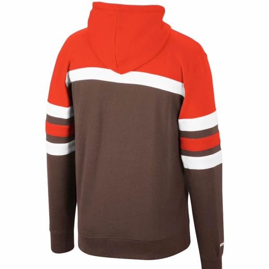 Mens Tops | * Men'S Mitchell & Ness Org/Brwn Nfl Cleveland Brown Head Coach Hoodie Xs