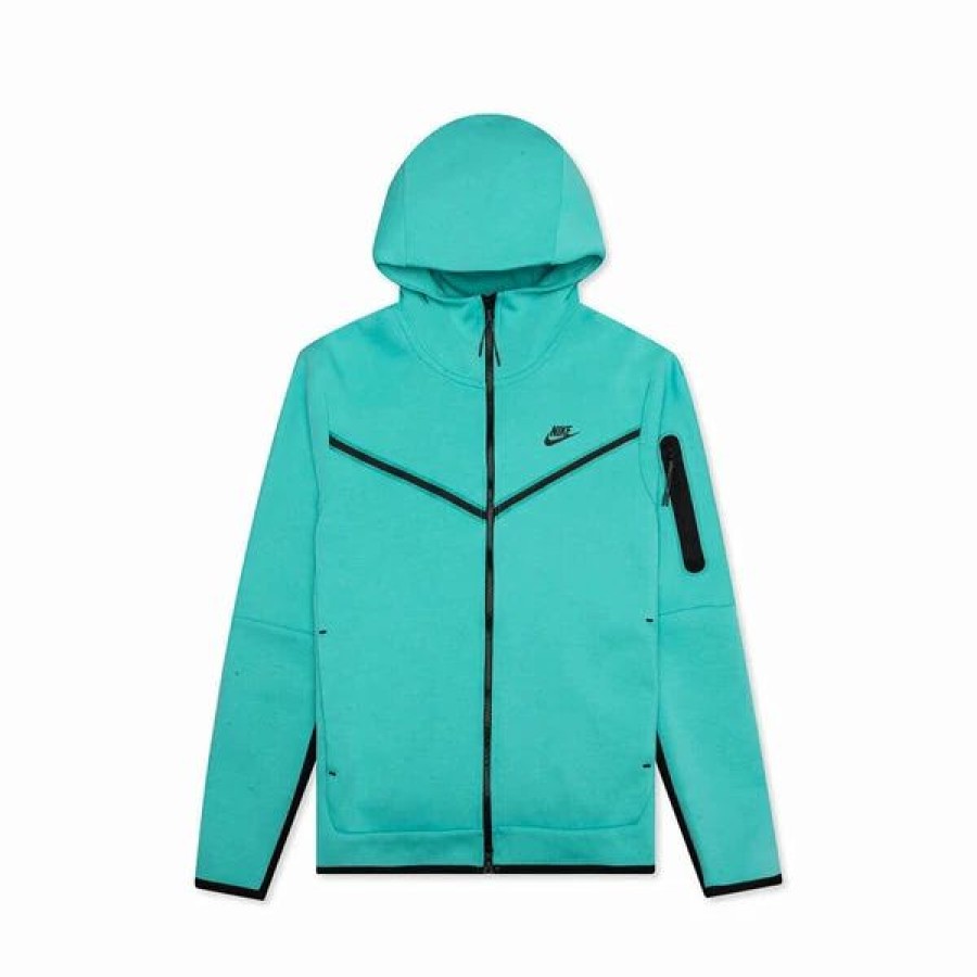 Mens Tops | * Men'S Nike Sportswear Teal/Black Tech Fleece Full-Zip Hoodie (Cu4489 392) S