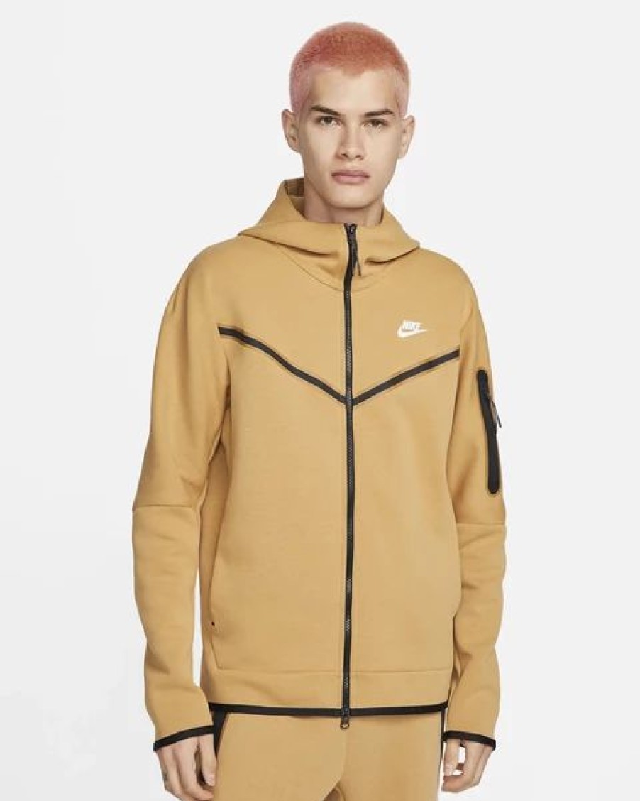 Mens Tops | * Men'S Nike Sportswear Elemental Gold/Sail Tech Fleece Full-Zip Hoodie (Cu4489 722) S