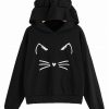 Outerwear | * Cat Ears Cat Print Hoodie