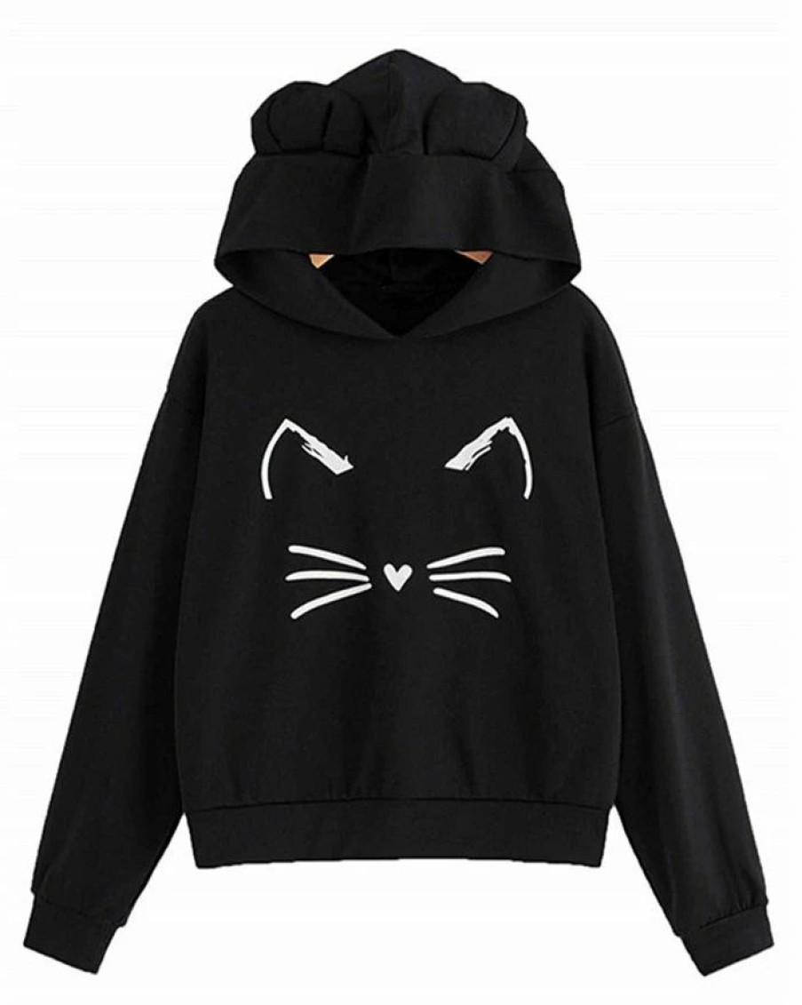 Outerwear | * Cat Ears Cat Print Hoodie