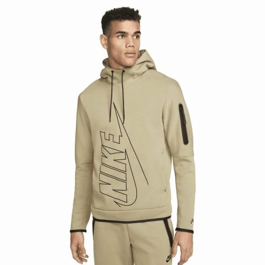 Mens Tops | * Men'S Nike Sportswear Khaki Graphic Tech Fleece Pullover Hoodie (Dx0577 247) S