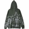 Outerwear | * Men'S Burning Skull Graphic Zip Up Hoodie