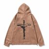 Outerwear | * Men'S Gothic Cross Suede Pullover Hoodie